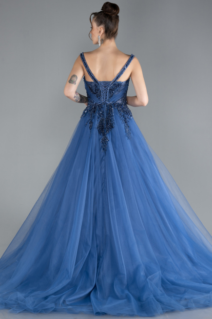 Designer Verlobungskleid Lang Indigo ABU4435