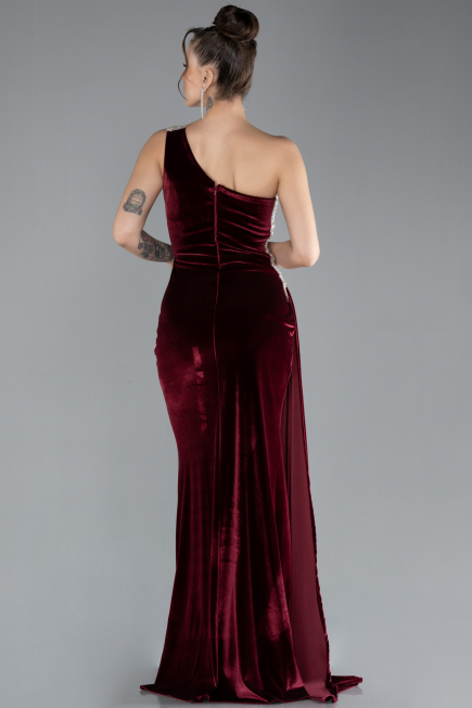 Abendkleid Lang Samt Weinrot ABU3365
