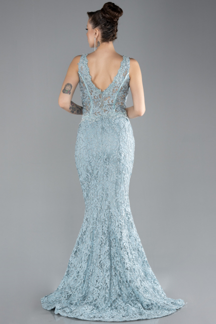 Abendkleid im Meerjungfrau-Stil Lang Guipure Spitze Minzgrün ABU4493