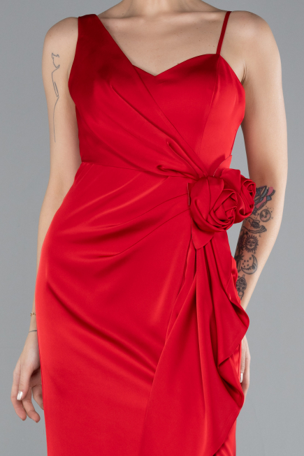 Abendkleid Lang Satin Rot ABU4498