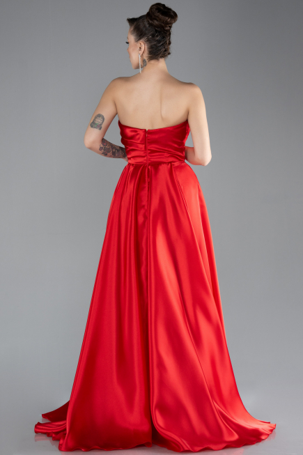 Abendkleid Lang Satin Rot ABU4522