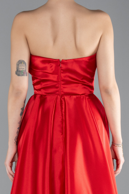 Abendkleid Lang Satin Rot ABU4522
