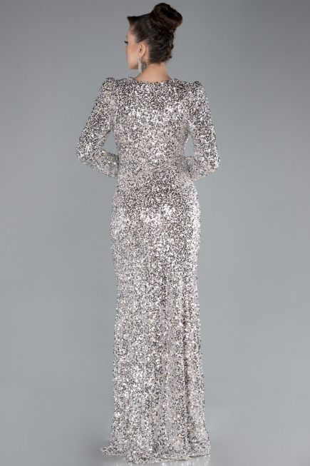 Beige Abendkleid Schuppig Lang ABU4329