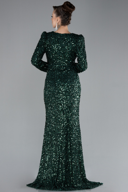 Smaragdgrün Abendkleid Schuppig Lang ABU4329