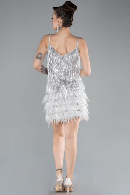 Silber Partykleid Kurz ABK1629