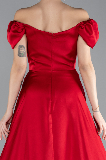 Abschlusskleid Lang Satin Rot ABU4508