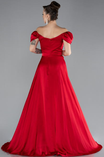 Abschlusskleid Lang Satin Rot ABU4508