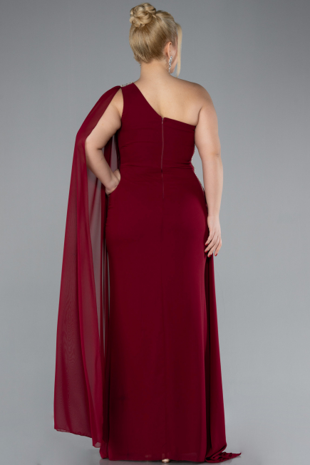 Kleider in Großen Größen Lang Chiffon Weinrot ABU4407