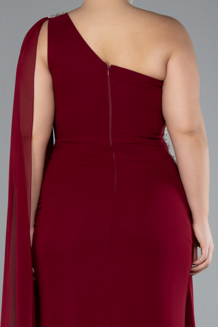 Kleider in Großen Größen Lang Chiffon Weinrot ABU4407