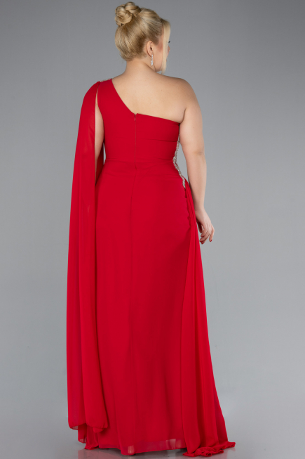 Kleider in Großen Größen Lang Chiffon Rot ABU4407