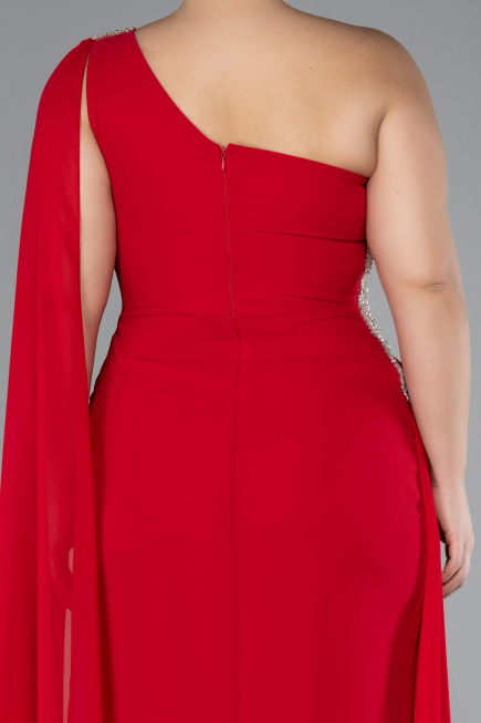 Kleider in Großen Größen Lang Chiffon Rot ABU4407