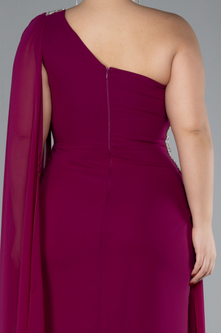 Kleider in Großen Größen Lang Chiffon Pflaume ABU4407