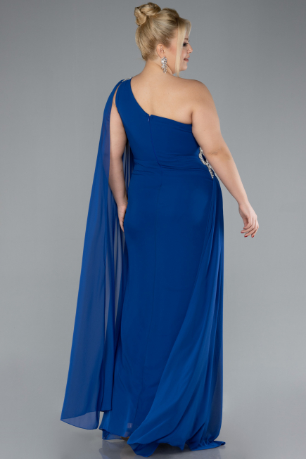 Kleider in Großen Größen Lang Chiffon Sächsischblau ABU4407