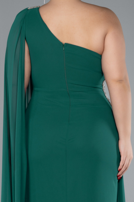 Kleider in Großen Größen Lang Chiffon Smaragdgrün ABU4407