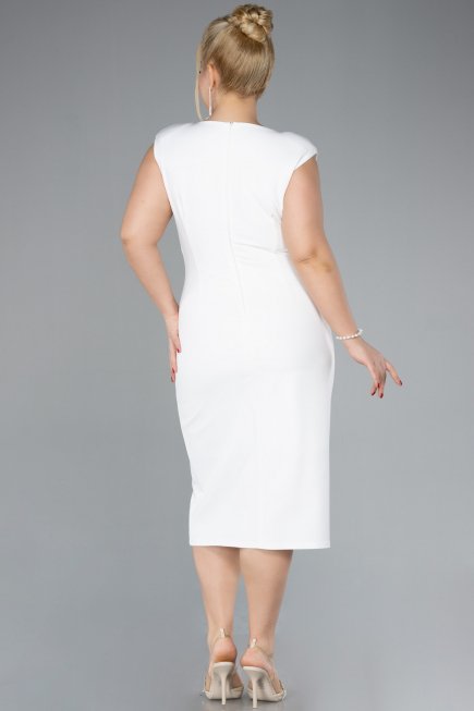 Partykleid in Übergröße Midi Weiß ABK2190