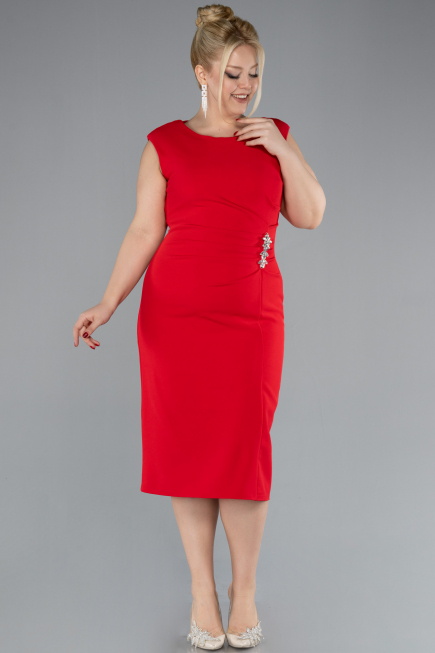 Partykleid in Übergröße Midi Rot ABK2190