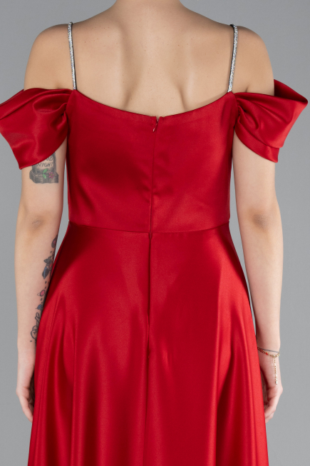 Abschlusskleid Lang Satin Rot ABU4531