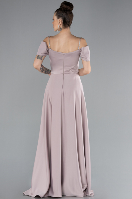 Abschlusskleid Lang Satin Nerzbraun ABU4531
