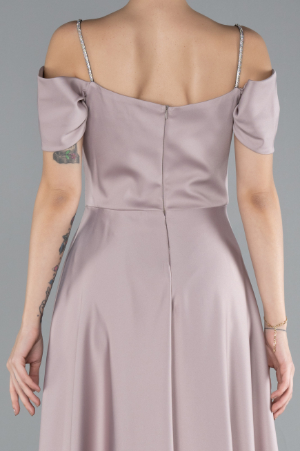 Abschlusskleid Lang Satin Nerzbraun ABU4531