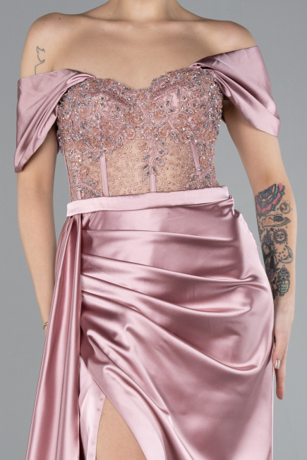 Puder Abendkleid Satin Lang ABU4424