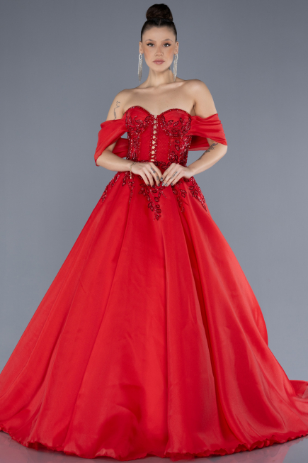 Designer Abendkleid Lang Rot ABU4546