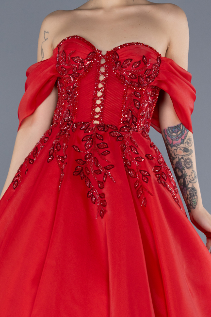 Designer Abendkleid Lang Rot ABU4546