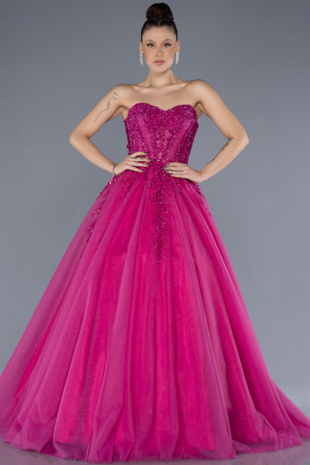 Designer Abendkleid Lang Fuchsie ABU4550