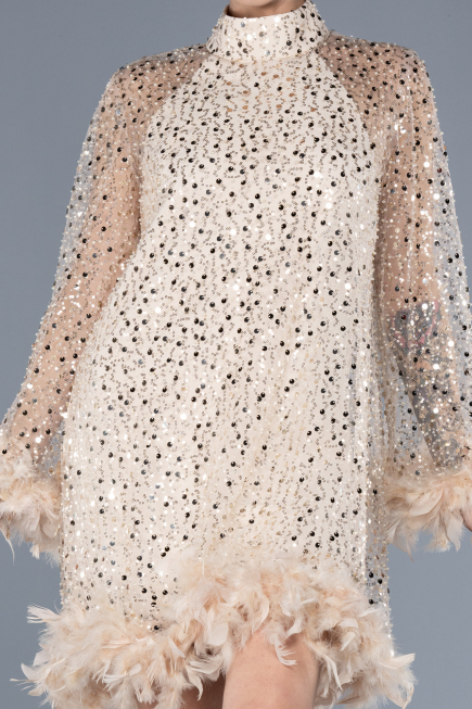 Partykleid Kurz Schuppig Gold ABK2202