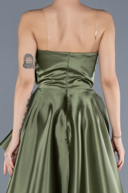 Abendkleid Lang Satin Khaki ABU4561