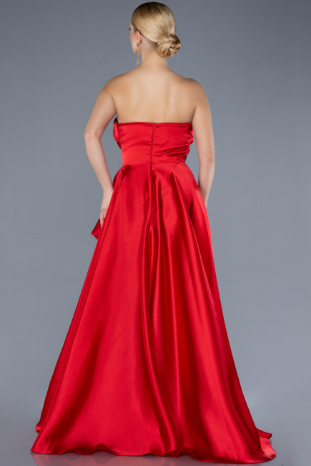 Abendkleid Lang Satin Rot ABU4561