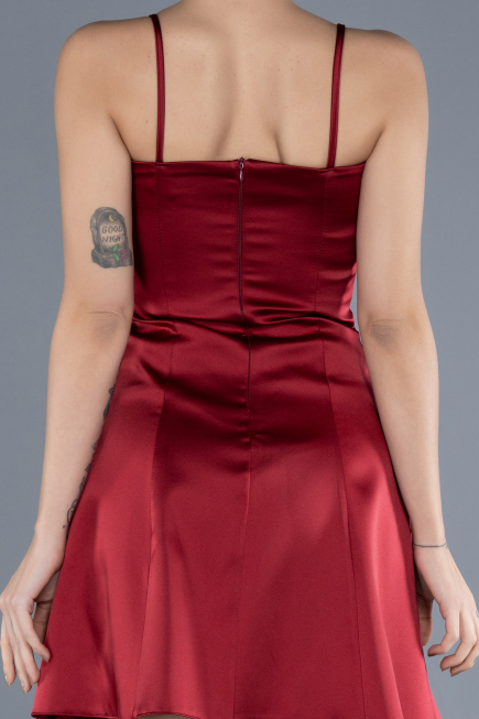 Partykleid Kurz Satin Weinrot ABK2225