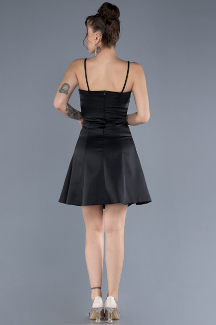 Partykleid Kurz Satin Schwarz ABK2225