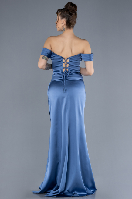 Abschlusskleid Lang Satin Indigo ABU4582