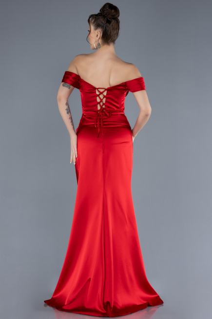 Abschlusskleid Lang Satin Rot ABU4582
