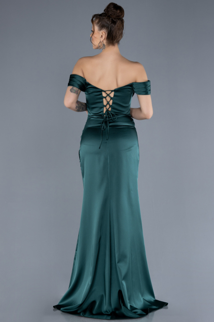 Abschlusskleid Lang Satin Smaragdgrün ABU4582