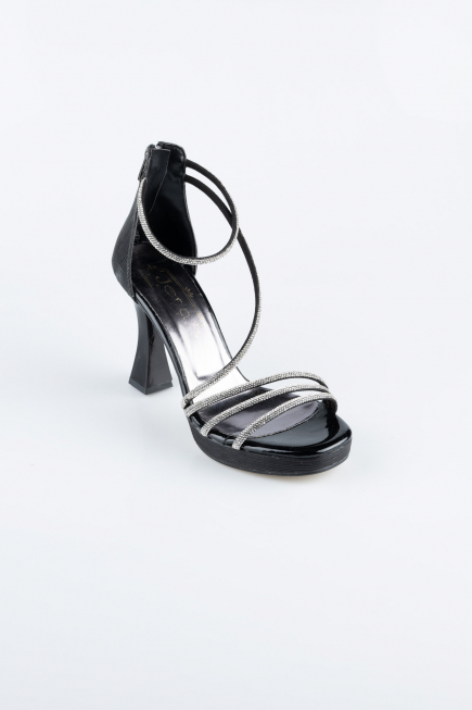 Party-Schuhe Laserschnitt Schwarz MJ5154