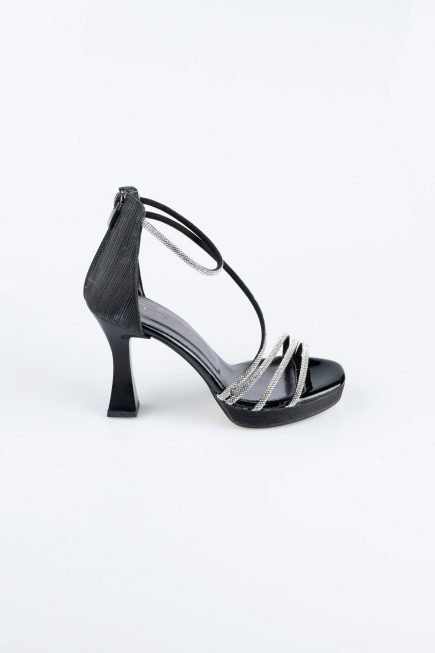 Party-Schuhe Laserschnitt Schwarz MJ5154