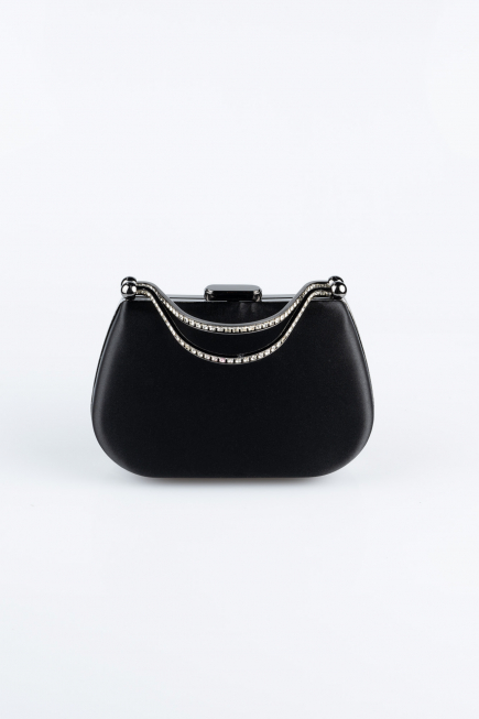 Abendtasche Satin Schwarz V746