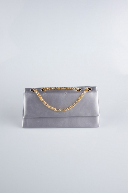 Abendtasche Satin Silber SH818