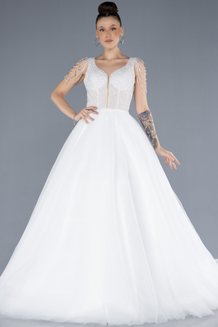 Hochzeitskleider Lang Weiß ABU4598