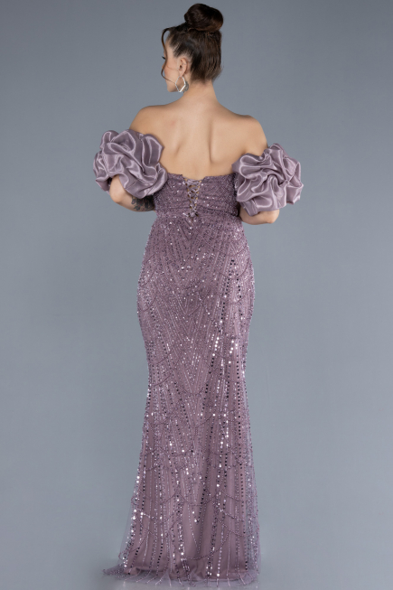 Abendkleid Lang Perlenbesetzt Lavendel ABU4616