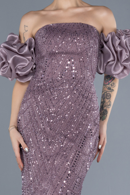 Abendkleid Lang Perlenbesetzt Lavendel ABU4616
