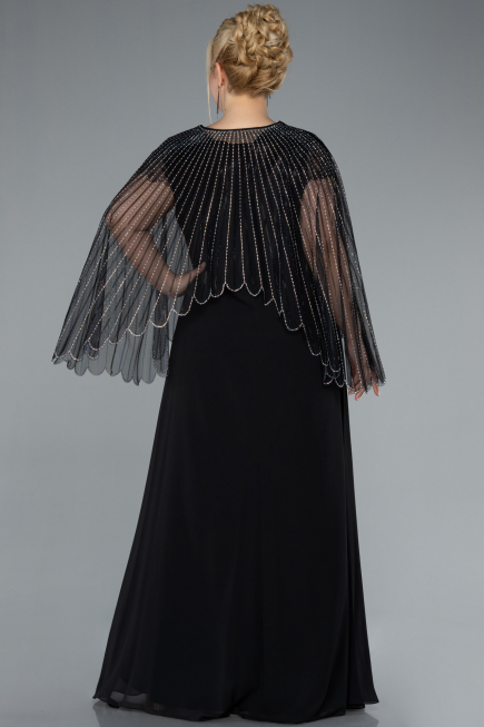Abendkleid in Übergröße Lang Chiffon Schwarz ABU4632