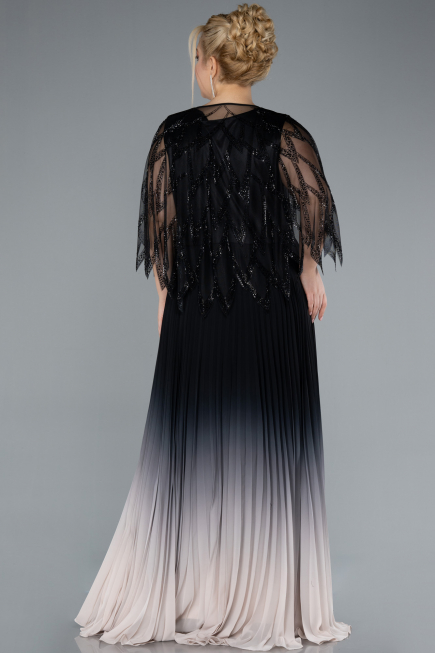 Abendkleid in Übergröße Lang Chiffon Schwarz ABU4633