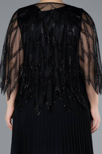 Abendkleid in Übergröße Lang Chiffon Schwarz ABU4633