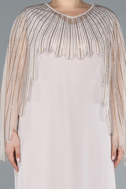 Abendkleid in Übergröße Lang Chiffon Beige ABU4632