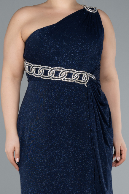 Abendkleid in Übergröße Lang Marineblau ABU4601