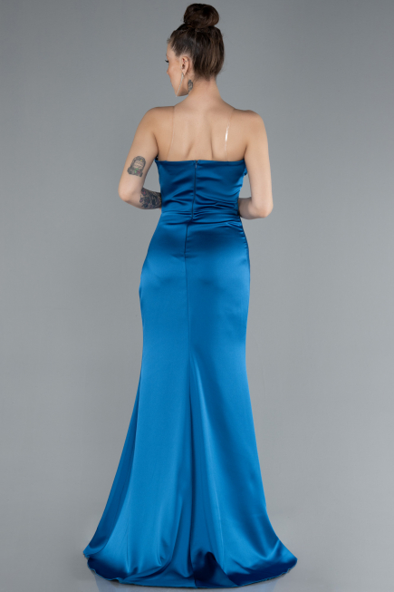 Abschlusskleid Lang Satin Petrolblau ABU4663