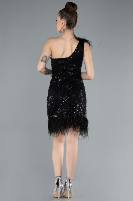Partykleid Kurz Schuppig Schwarz ABU4580