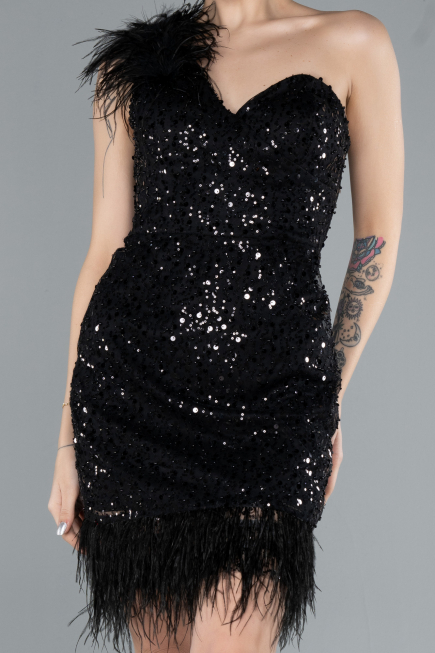 Partykleid Kurz Schuppig Schwarz ABU4580